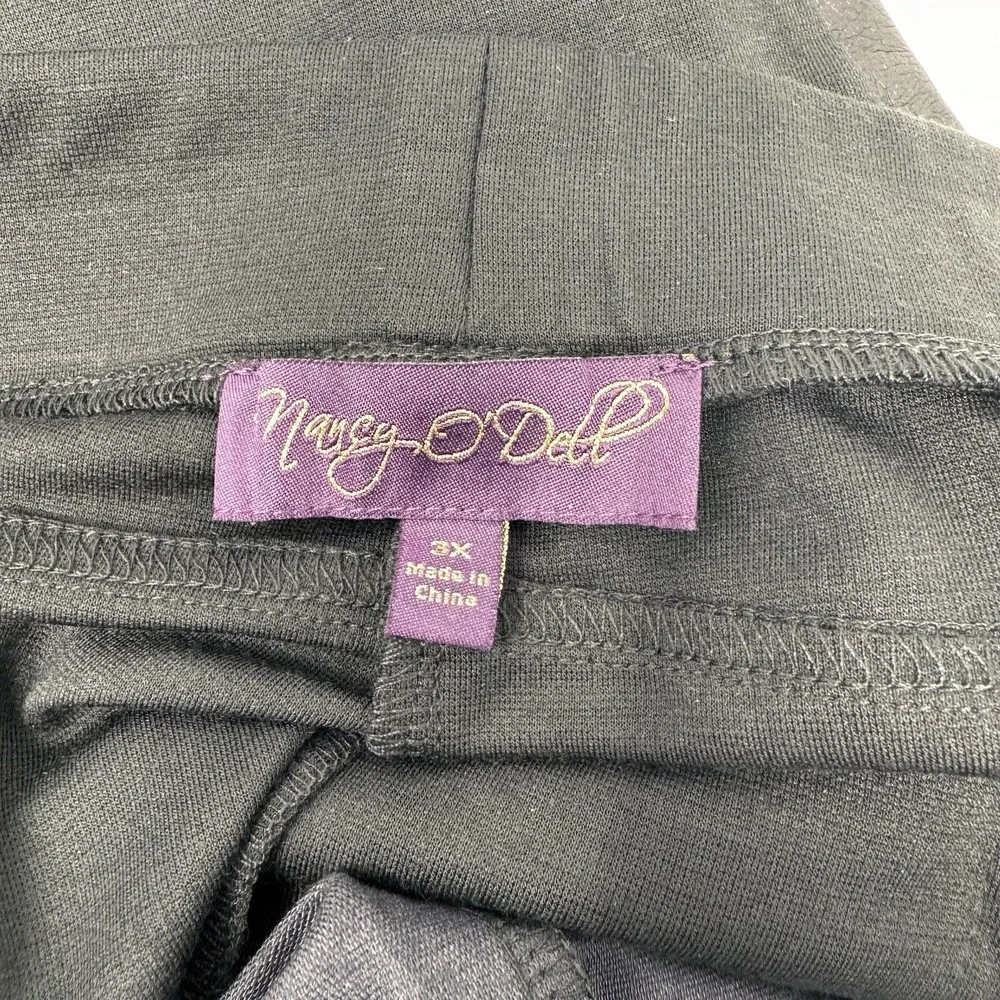 Nancy O'Dell Faux Leather Front Pants‎ 3X Black Mixed Media Ponte Back Pull On